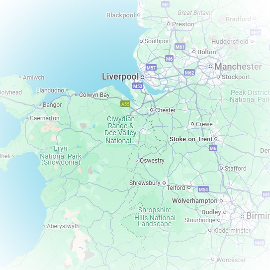 Map showing where we call home, Flintshire, North Wales. But we do work with customers globally